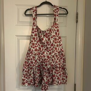 wild fable White Romper with Red Rose Print